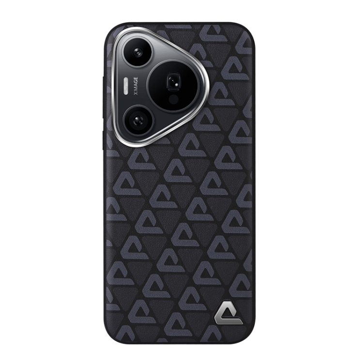 

For Huawei Pura 70 Pro / Pro+ Plain Leather Printed Cooling Phone Case(Black)