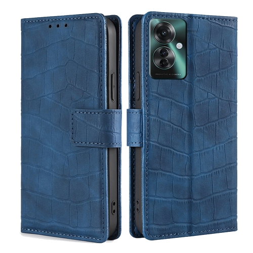 

For OPPO Reno11 F 5G Skin Feel Crocodile Magnetic Clasp Leather Phone Case(Blue)