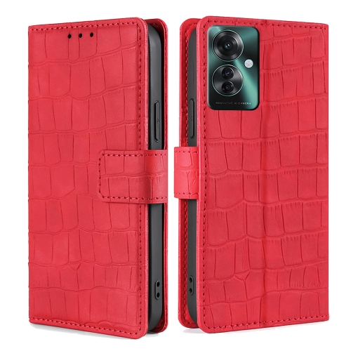 

For OPPO Reno11 F 5G Skin Feel Crocodile Magnetic Clasp Leather Phone Case(Red)