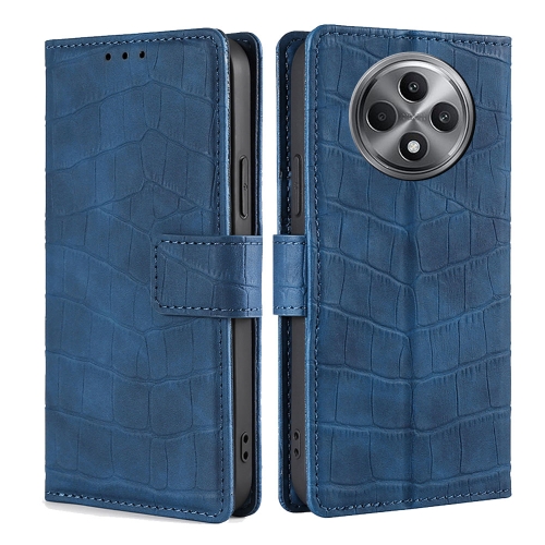 

For OPPO Reno12 F 5G Skin Feel Crocodile Magnetic Clasp Leather Phone Case(Blue)