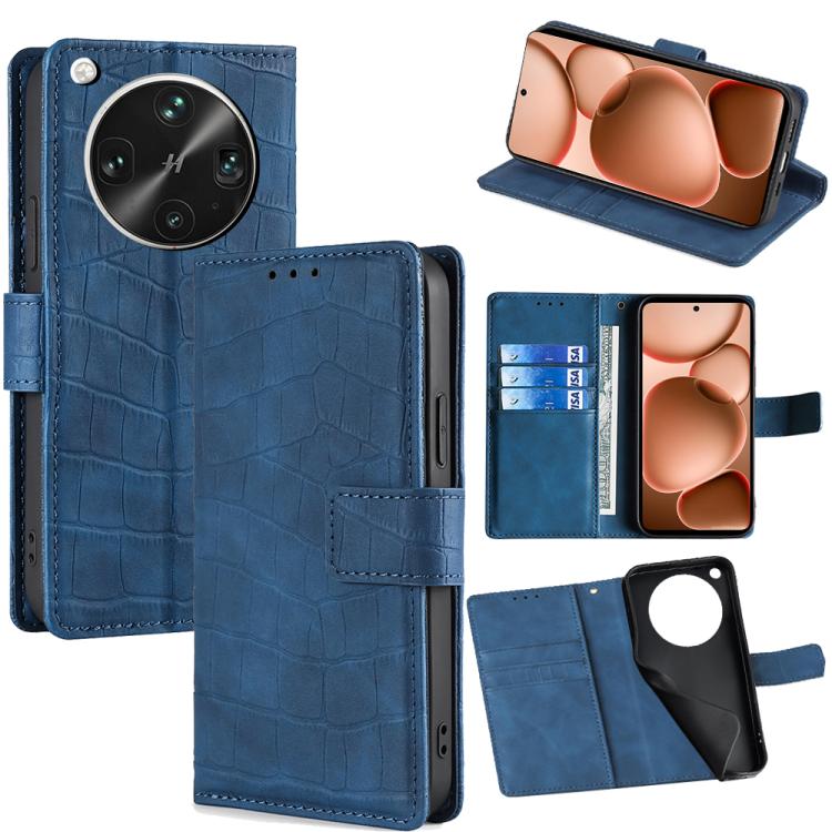 

For OPPO Find X8 Ultra 5G Skin Feel Crocodile Magnetic Clasp Leather Phone Case(Blue)