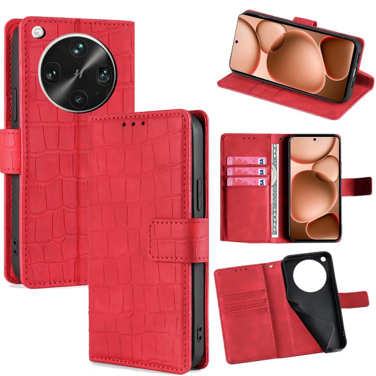 

For OPPO Find X8 Ultra 5G Skin Feel Crocodile Magnetic Clasp Leather Phone Case(Red)