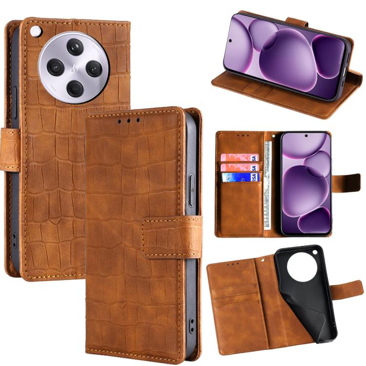 

For OPPO Find X8s+ 5G Skin Feel Crocodile Magnetic Clasp Leather Phone Case(Brown)