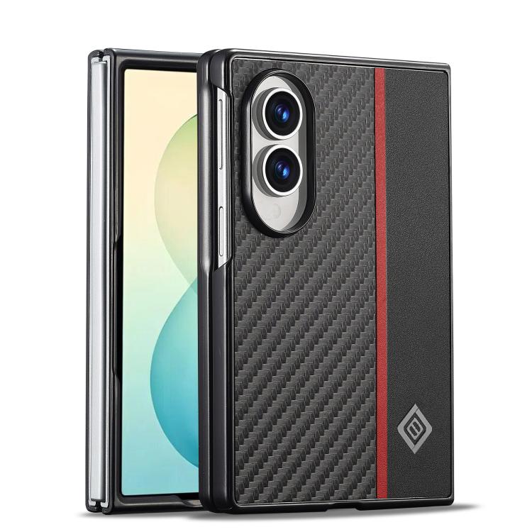 For Galaxy Z Fold8 5G LC.IMEEKE 3 in 1 Carbon Fiber Texture Shockproof Phone Case(Black)