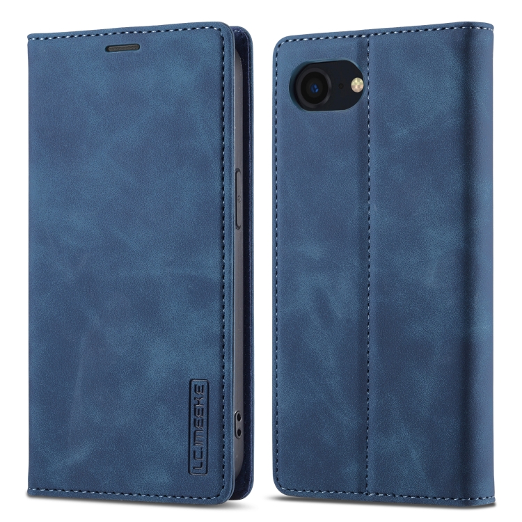 

For iPhone 16e LC.IMEEKE Strong Magnetism Microfiber Leather Phone Case(Blue)