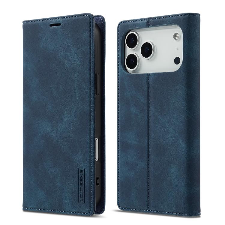 

For iPhone 17 Pro Max LC.IMEEKE Strong Magnetism Microfiber Leather Phone Case(Blue)