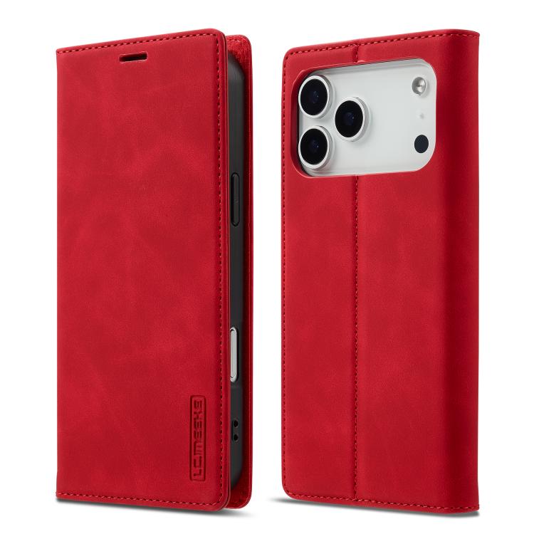 

For iPhone 17 Pro LC.IMEEKE Strong Magnetism Microfiber Leather Phone Case(Red)