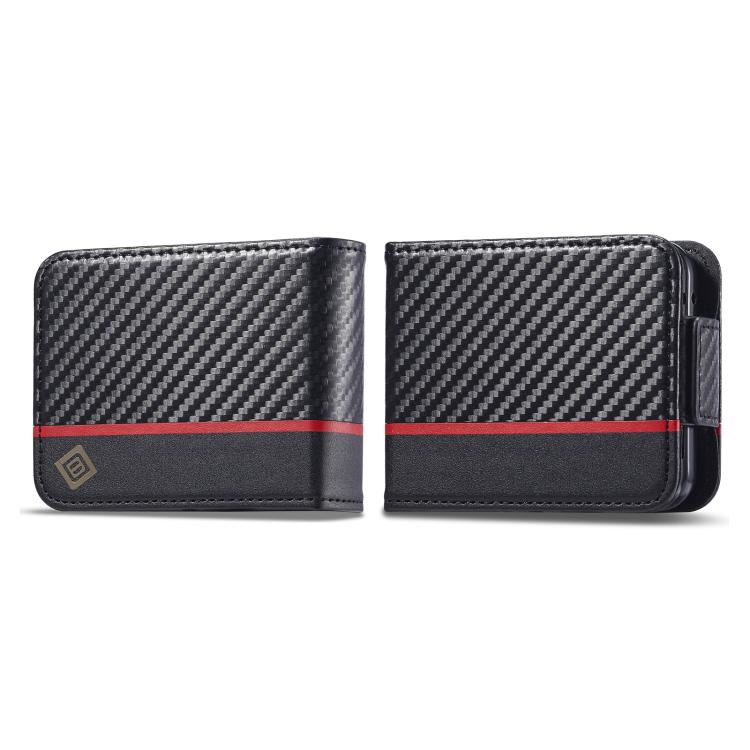 

For Samsung Galaxy Z Flip7 5G LC.IMEEKE Carbon Fiber Leather Phone Case(Vertical Black)