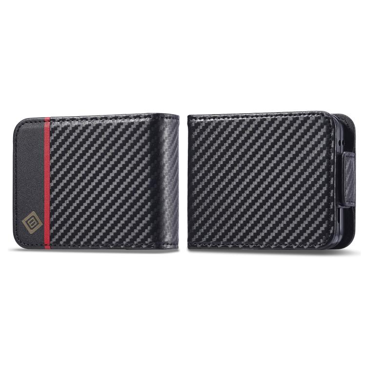 

For Samsung Galaxy Z Flip7 5G LC.IMEEKE Carbon Fiber Leather Phone Case(Horizontal Black)