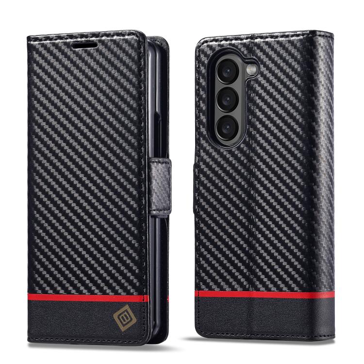 For Galaxy Z Fold8 Ultra 5G LC.IMEEKE Carbon Fiber Leather Phone Case(Horizontal Black)