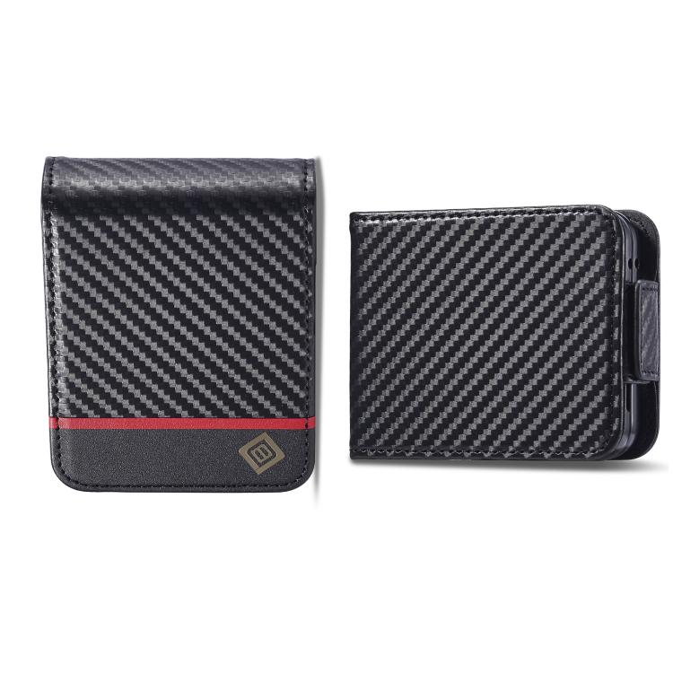 For Galaxy Z Flip8 5G LC.IMEEKE Carbon Fiber Leather Phone Case(Horizontal Black)