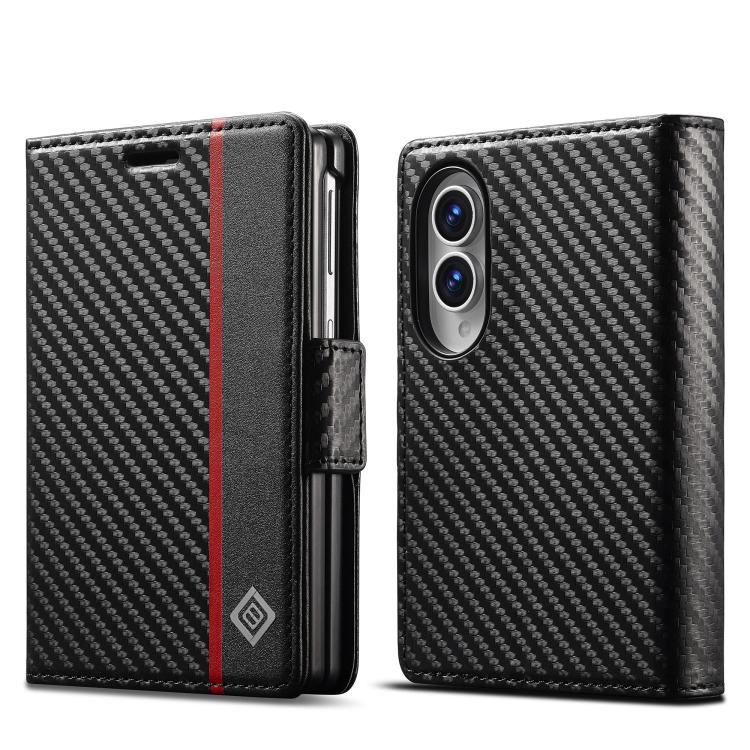 For Galaxy Z Fold8 5G LC.IMEEKE Carbon Fiber Leather Phone Case(Vertical Black)