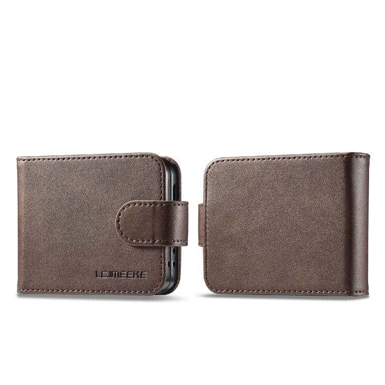 

For Samsung Galaxy Z Flip6 / Flip7 FE LC.IMEEKE Calf Texture Leather Phone Case(Coffee)
