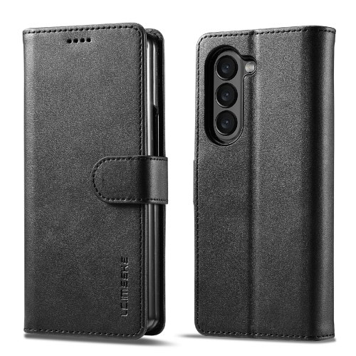 

For Samsung Galaxy Z Fold6 5G LC.IMEEKE Calf Texture Leather Phone Case(Black)
