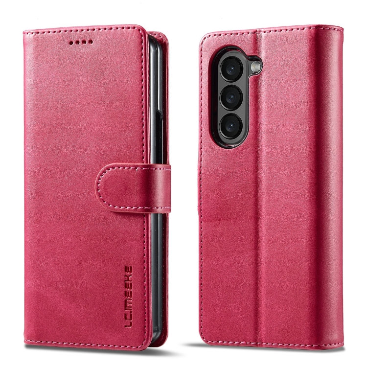

For Samsung Galaxy Z Fold6 5G LC.IMEEKE Calf Texture Leather Phone Case(Red)