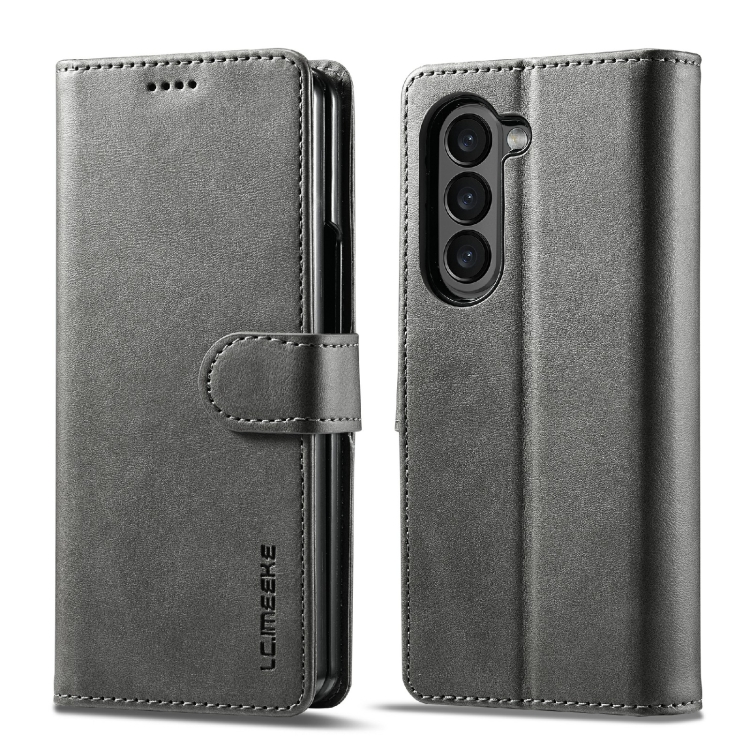 

For Samsung Galaxy Z Fold6 5G LC.IMEEKE Calf Texture Leather Phone Case(Grey)