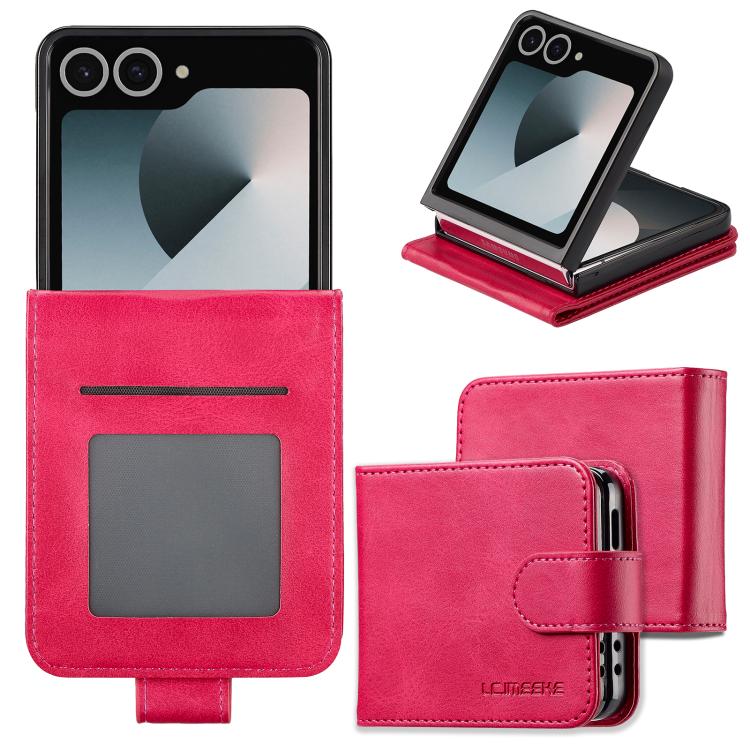 

For Samsung Galaxy Z Flip7 5G LC.IMEEKE Calf Texture Leather Phone Case(Red)