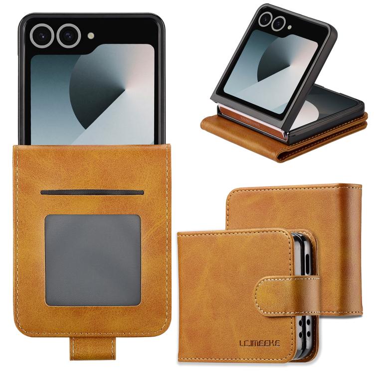 

For Samsung Galaxy Z Flip7 5G LC.IMEEKE Calf Texture Leather Phone Case(Brown)