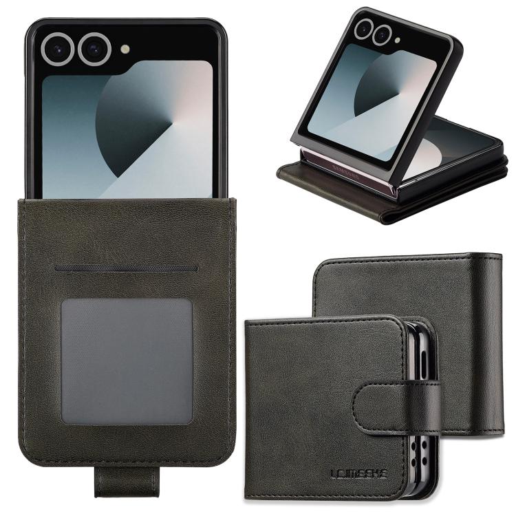 For Galaxy Z Flip8 5G LC.IMEEKE Calf Texture Leather Phone Case(Black)