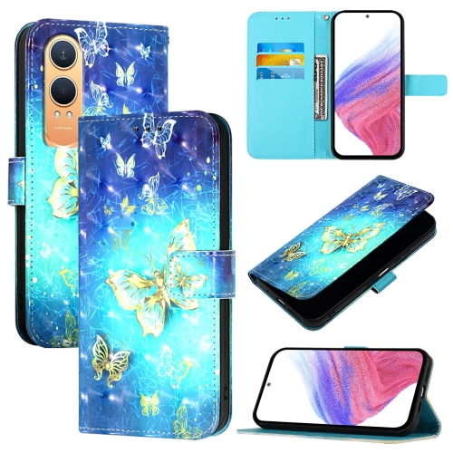 

For OnePlus Nord CE4 Lite 3D Painting Horizontal Flip Leather Phone Case(Golden Butterfly)