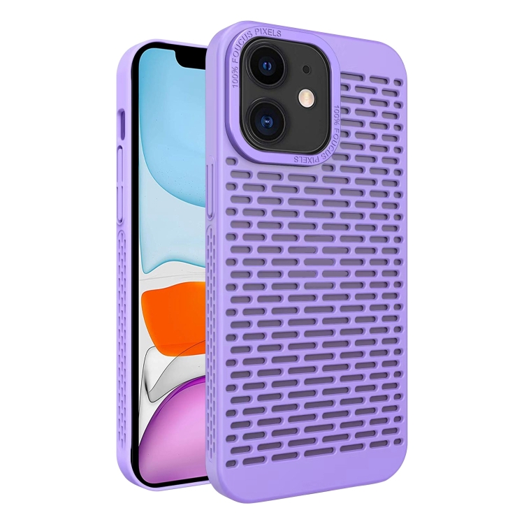 

For iPhone 11 Hollow Heat Dissipation TPU Phone Case(Purple)