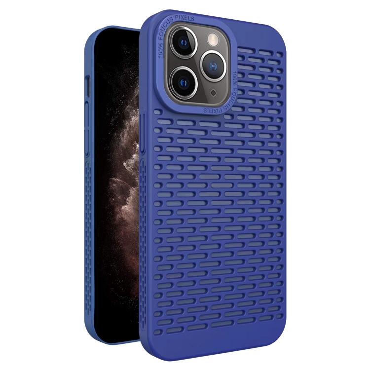 

For iPhone 11 Pro Max Hollow Heat Dissipation TPU Phone Case(Blue)
