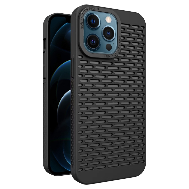 

For iPhone 12 Pro Max Hollow Heat Dissipation TPU Phone Case(Black)