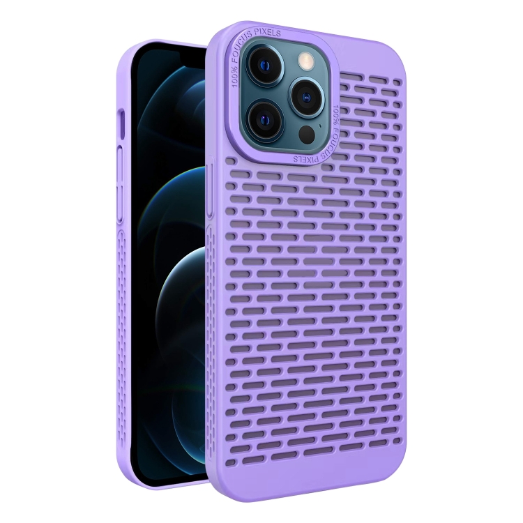 

For iPhone 12 Pro Max Hollow Heat Dissipation TPU Phone Case(Purple)