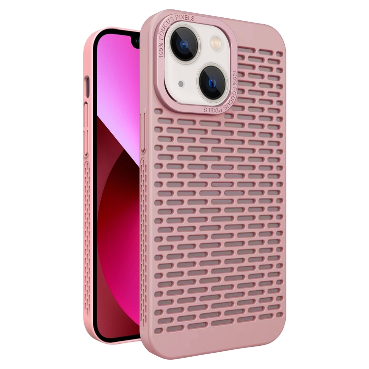 

For iPhone 13 Hollow Heat Dissipation TPU Phone Case(Pink)