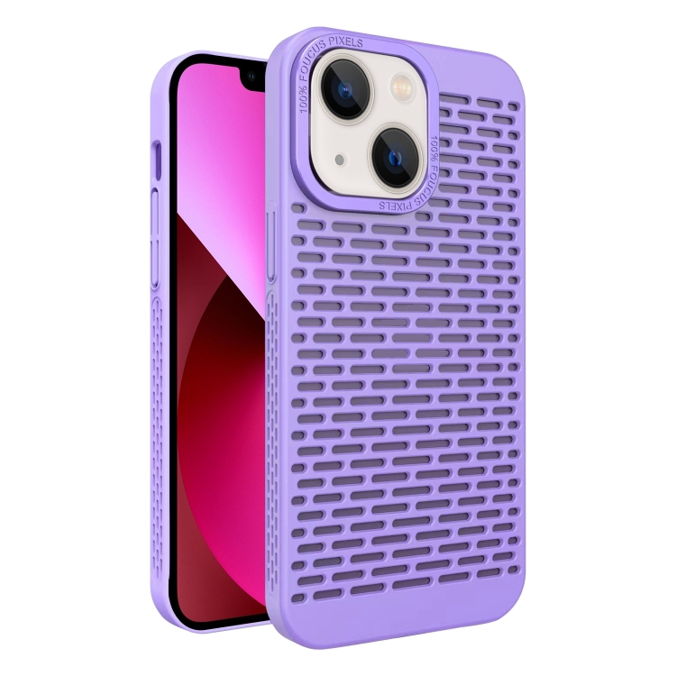

For iPhone 13 Hollow Heat Dissipation TPU Phone Case(Purple)