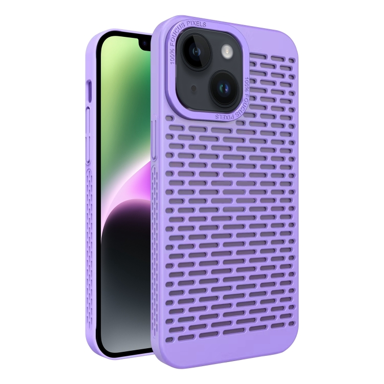 

For iPhone 14 Hollow Heat Dissipation TPU Phone Case(Purple)