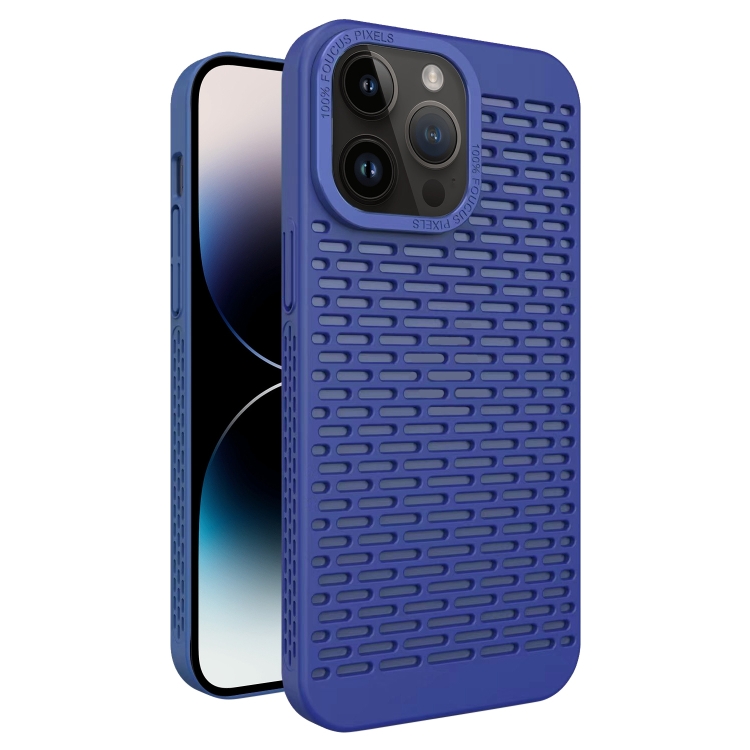 

For iPhone 14 Pro Hollow Heat Dissipation TPU Phone Case(Blue)