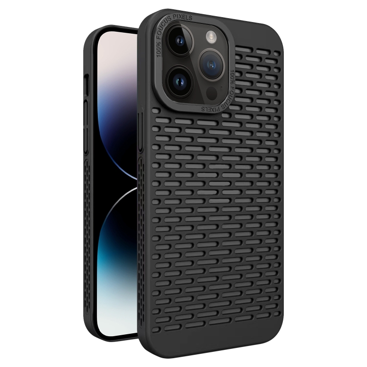 

For iPhone 14 Pro Max Hollow Heat Dissipation TPU Phone Case(Black)