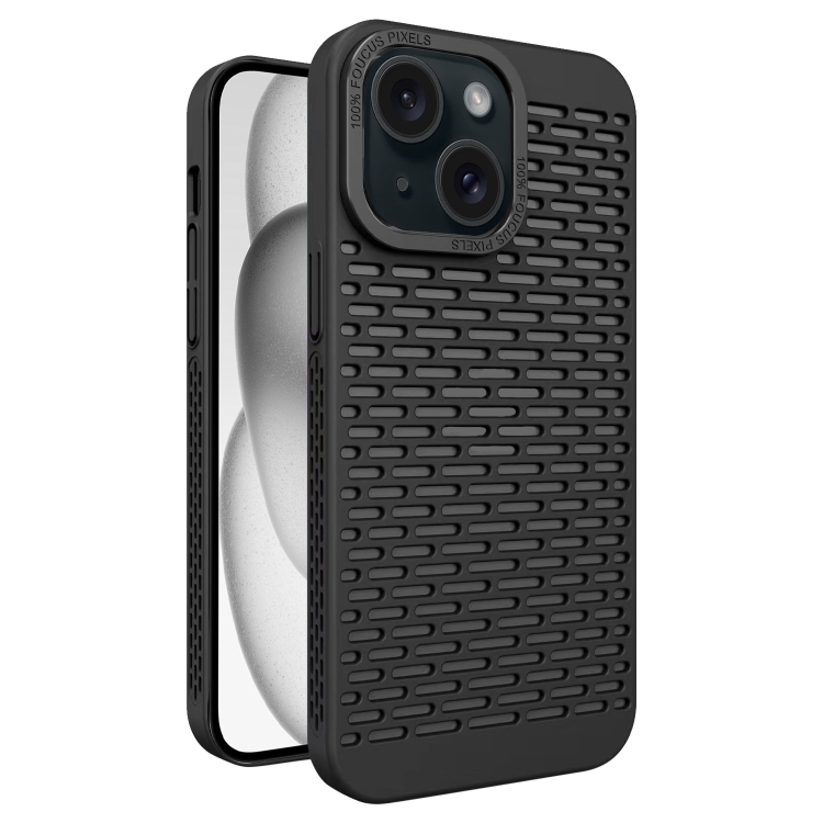 

For iPhone 15 Plus Hollow Heat Dissipation TPU Phone Case(Black)