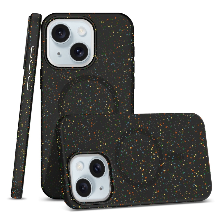 

For iPhone 15 Plus Colorful Frosted Magsafe PC Hybrid TPU Phone Case(Black)