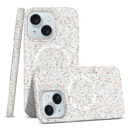 

For iPhone 15 Colorful Frosted Magsafe PC Hybrid TPU Phone Case(White)