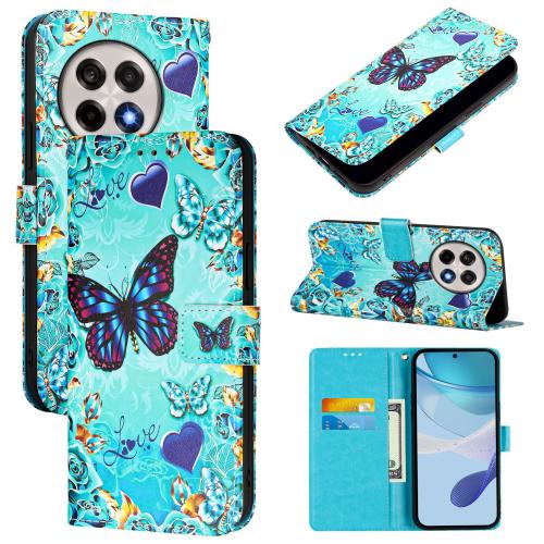 

For OnePlus 13R / Ace 5 / 5 Pro Colored Drawing Pattern Plain Weave Leather Phone Case(Caring Butterfly)