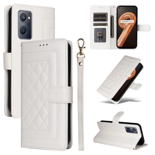 

For Realme 9i / OPPO A36 / A96 Diamond Lattice Leather Flip Phone Case(White)