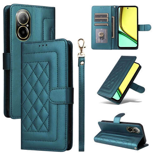 

For Realme C67 4G Diamond Lattice Leather Flip Phone Case(Green)