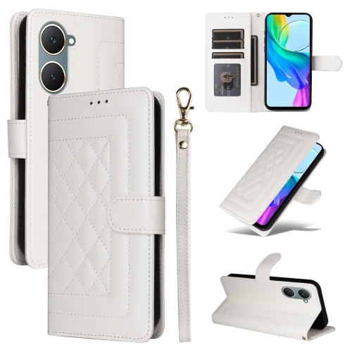 

For vivo Y03 Diamond Lattice Leather Flip Phone Case(White)