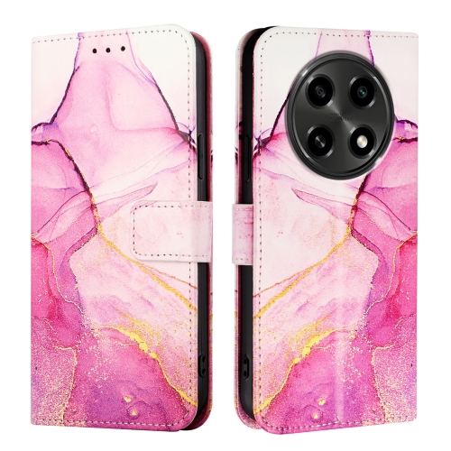 

For OPPO A2 Pro 5G / A3 Pro 5G PT003 Marble Pattern Flip Leather Phone Case(Pink Purple Gold)