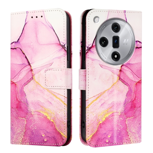 

For OPPO Find X7 PT003 Marble Pattern Flip Leather Phone Case(Pink Purple Gold)