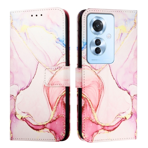 

For OPPO Reno 11F 5G Global PT003 Marble Pattern Flip Leather Phone Case(Rose Gold)