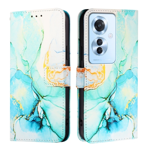 

For OPPO F25 Pro 5G India PT003 Marble Pattern Flip Leather Phone Case(Green)