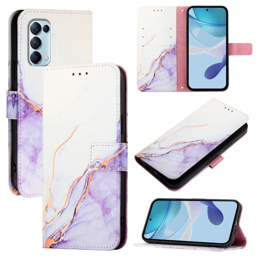 

For OPPO Reno5 4G / 5G / Find X3 Lite PT003 Marble Pattern Flip Leather Phone Case(White Purple)