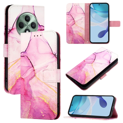 

For OPPO Reno12 F 5G Global PT003 Marble Pattern Flip Leather Phone Case(Pink Purple Gold)