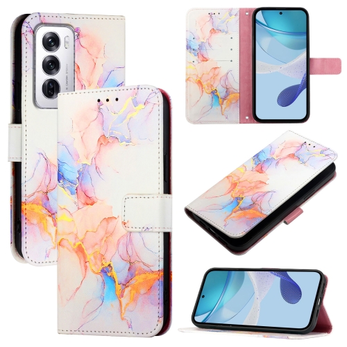 

For OPPO Reno12 Global PT003 Marble Pattern Flip Leather Phone Case(Galaxy Marble White)