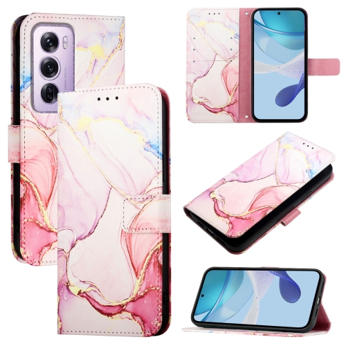 

For OPPO Reno12 Pro Global PT003 Marble Pattern Flip Leather Phone Case(Rose Gold)