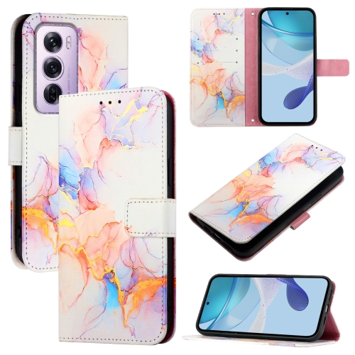 

For OPPO Reno12 Pro Global PT003 Marble Pattern Flip Leather Phone Case(Galaxy Marble White)