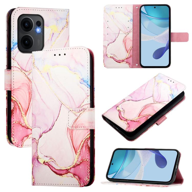 

For OPPO Reno13 F 5G Global PT003 Marble Pattern Flip Leather Phone Case(Rose Gold)
